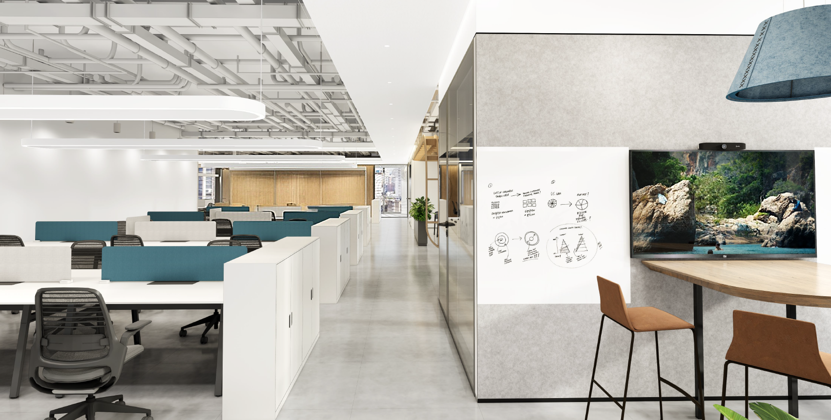 上海写字楼敞开区装修效果图