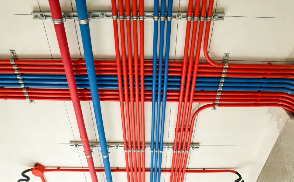 上海办公室装修高标准隐蔽工程示范，展示整齐规范的水电管线铺设工