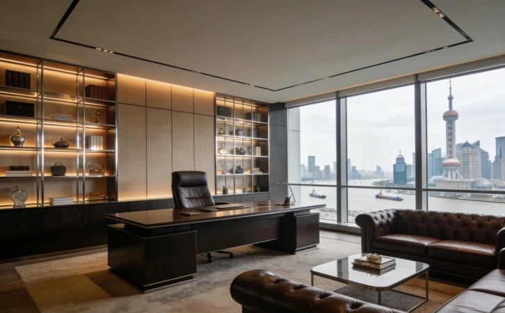 上海办公室经理室装修 轻奢风格 会客区设计