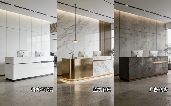 上海办公室前台 三种风格案例对比